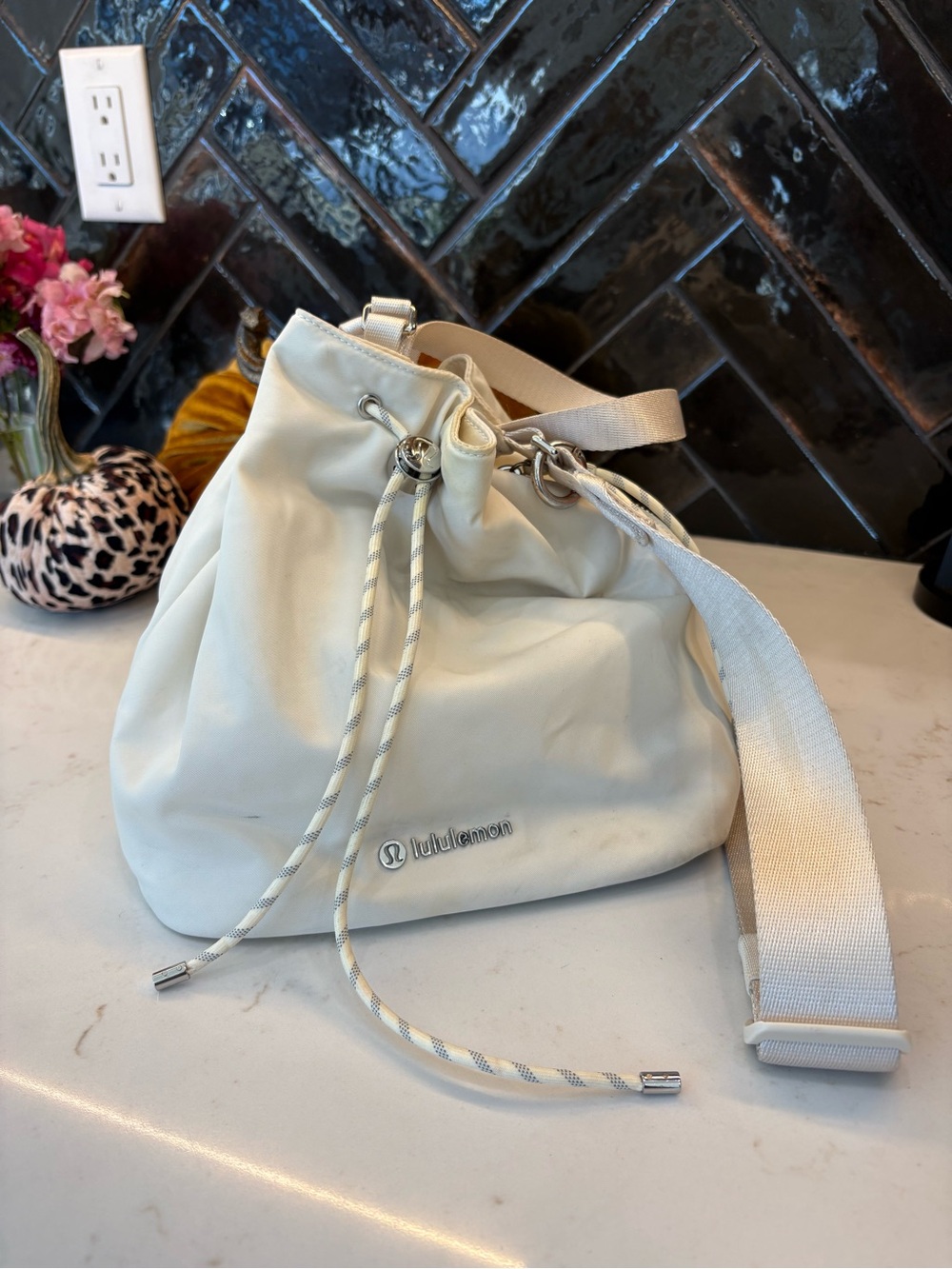 lululemon athletica Cream Drawstring Shoulder Bag